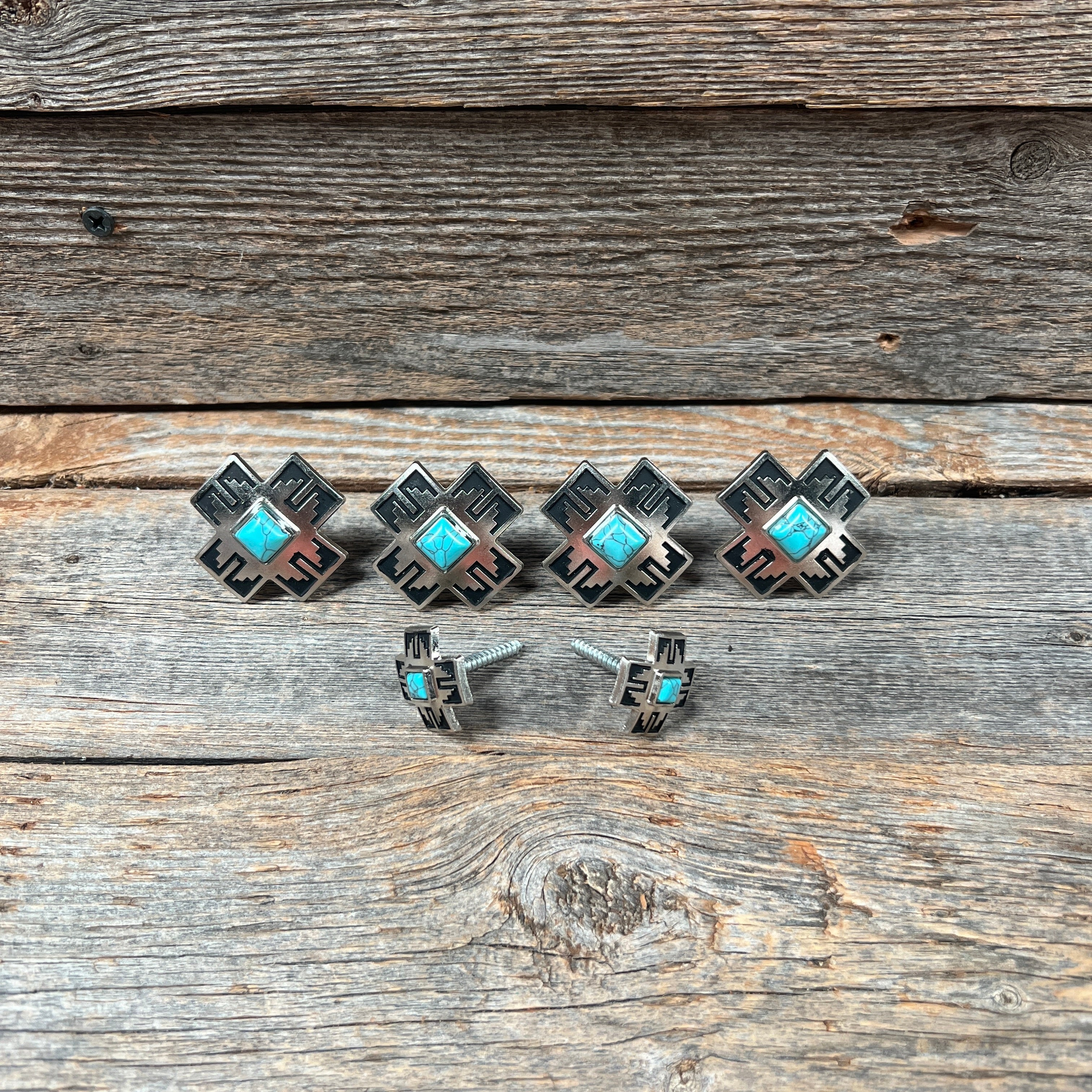 Southwest Antique Silver Turquoise Western Concho W201