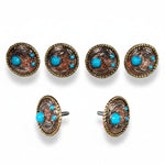 Copper Turquoise Blossom Western Concho W206