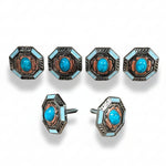 Octagon Turquoise Floral Western Concho W221