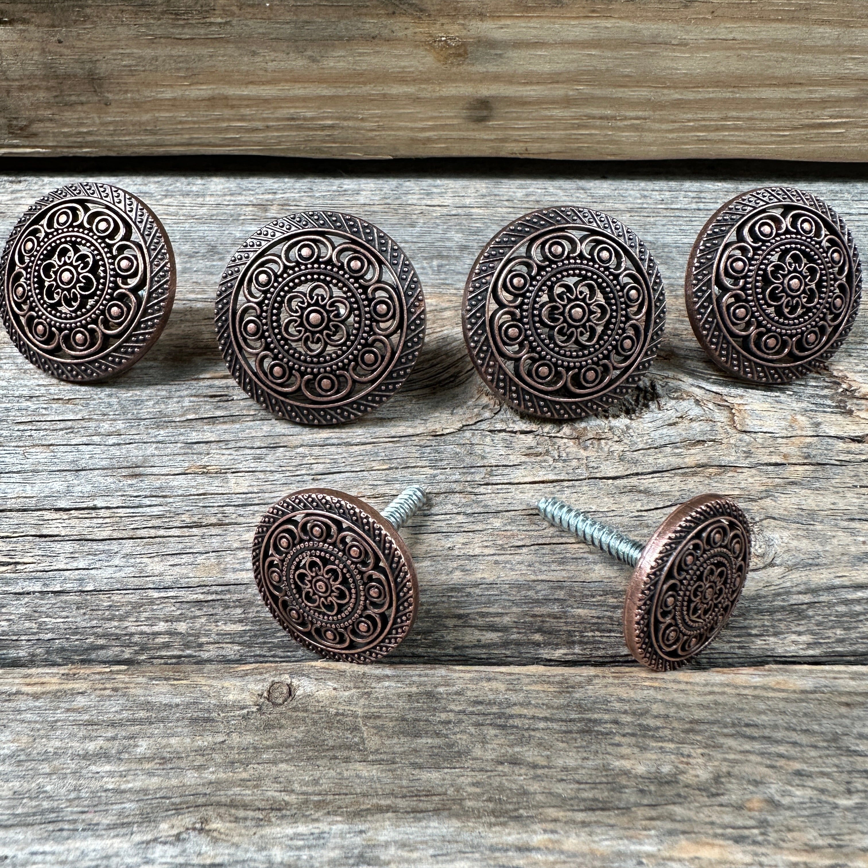 Copper Intricate Engraved Western Concho W224