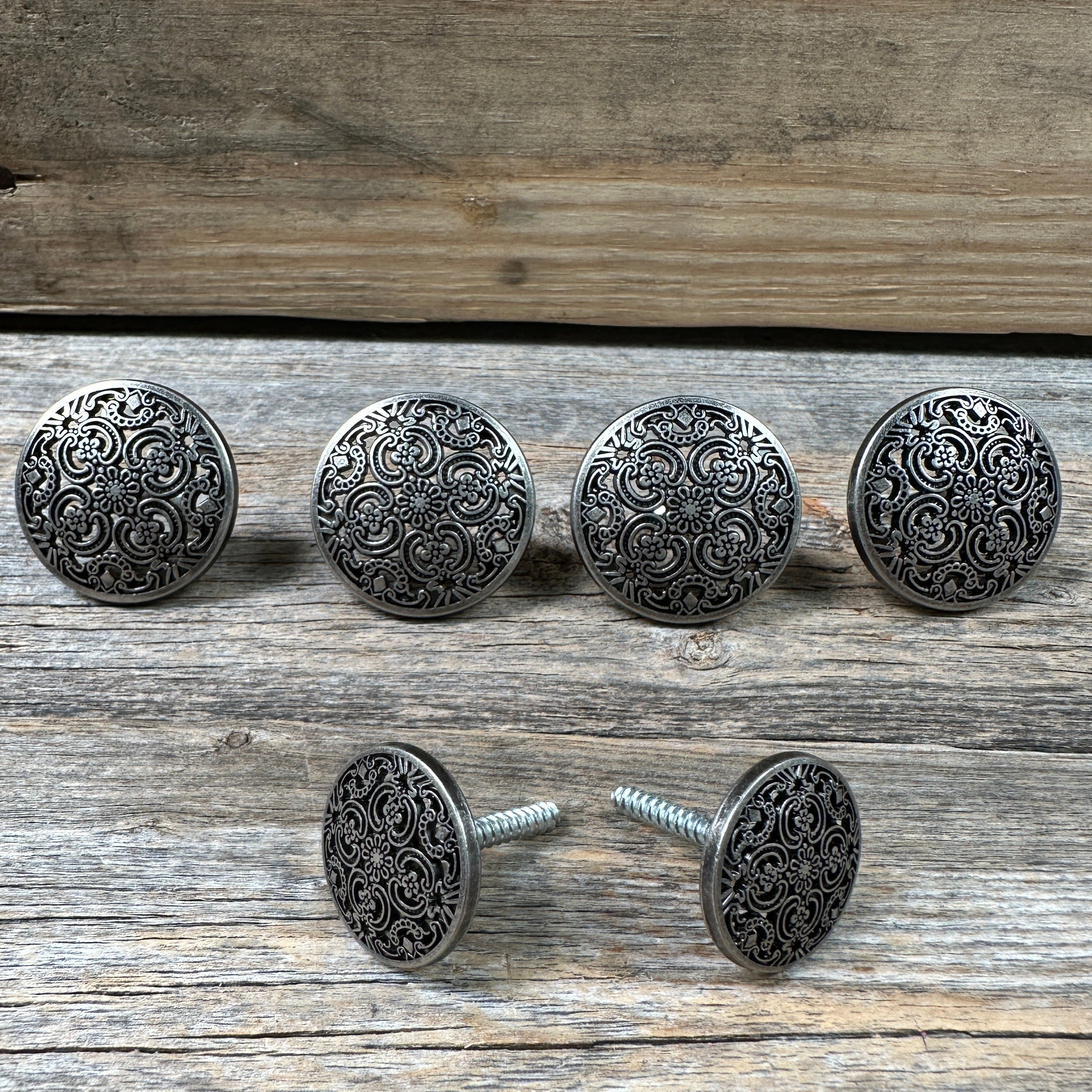 Antique Silver Floral Engraved Western Concho W225