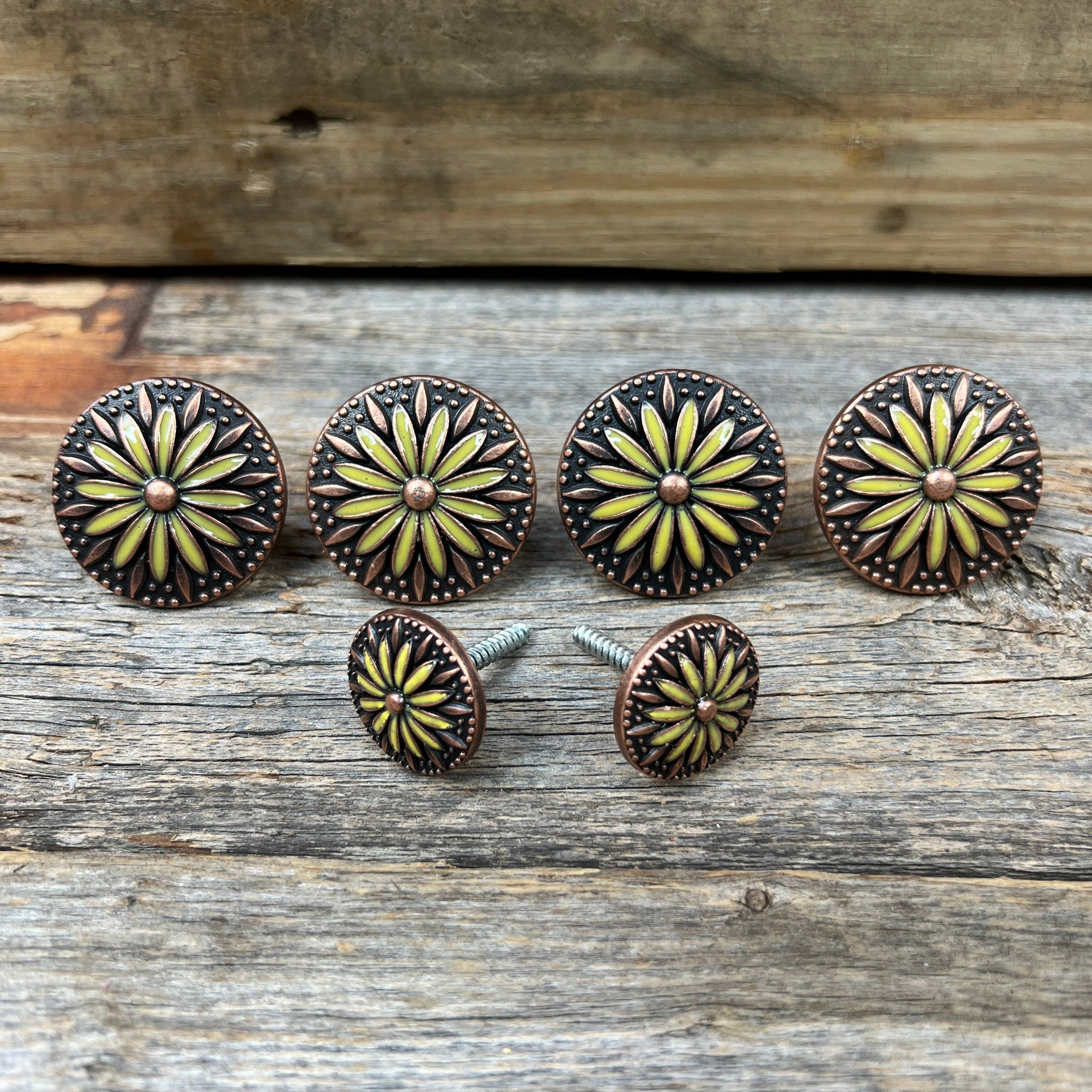 Copper Yellow Daisy Western Concho W229