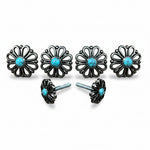 Antique Silver Turquoise Flower Western Concho W231