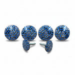 Antique Silver Blue Geometric Western Concho W236