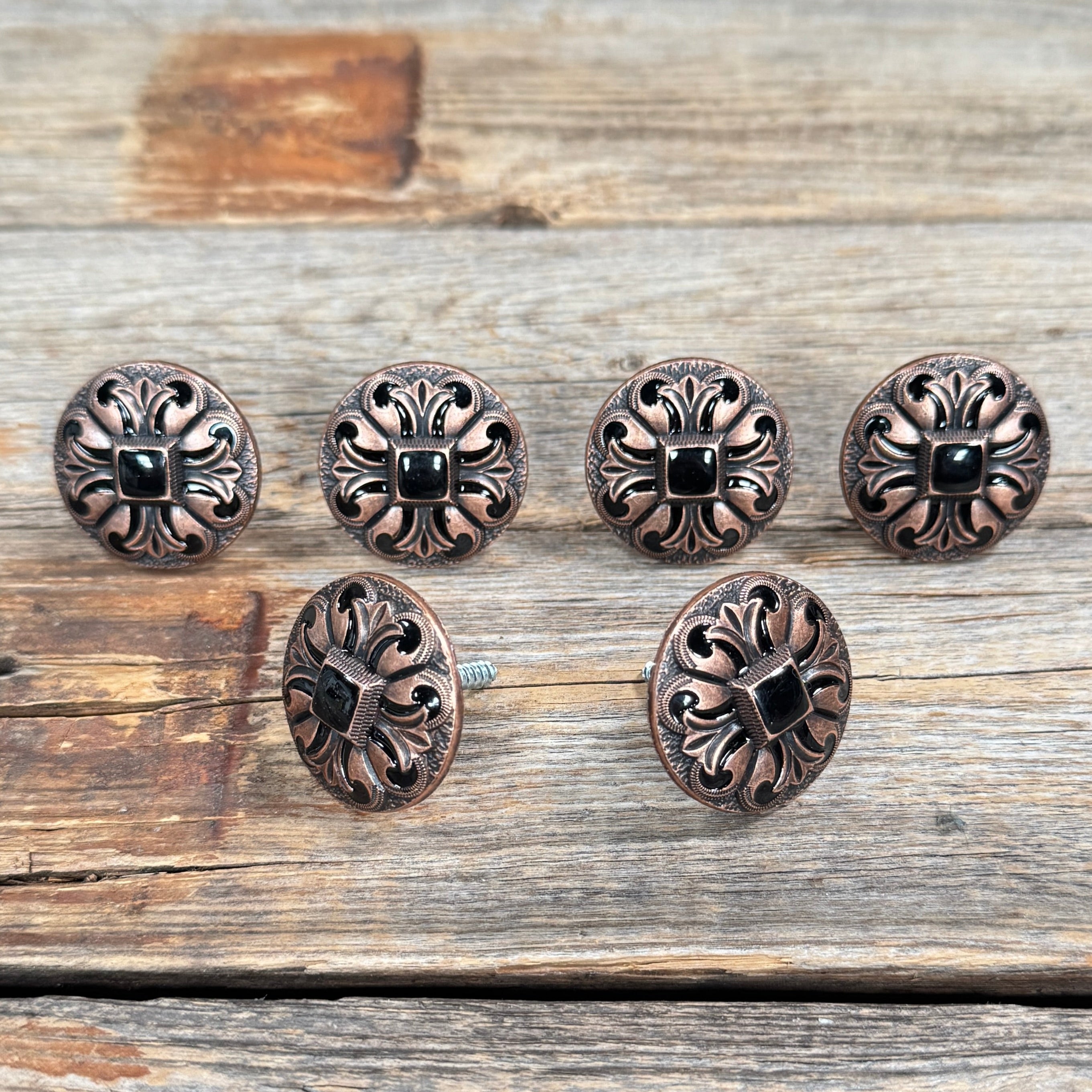 Copper Black Fleur De Lis Western Concho W241