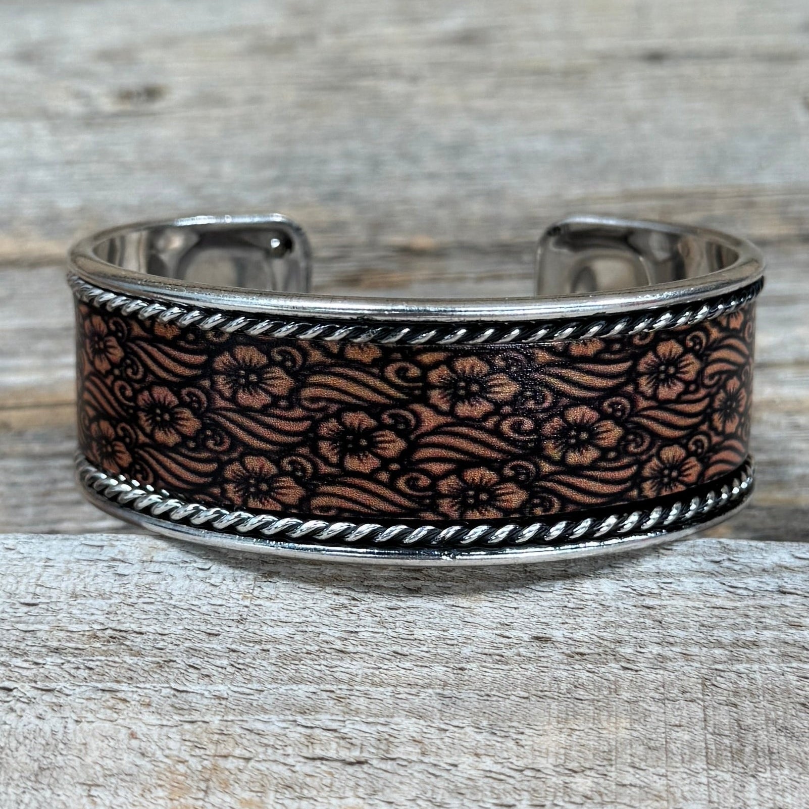 Silver Floral NFR Western Bracelet - Rodeo Drive Conchos 