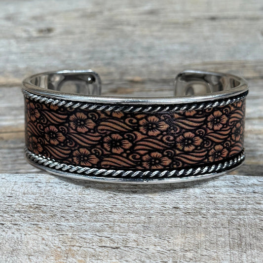 Silver Floral NFR Western Bracelet - Rodeo Drive Conchos 