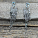 Silver NRF Western  Rhinestone Dangle Fashion Earrings Rodeo Drive Conchos 