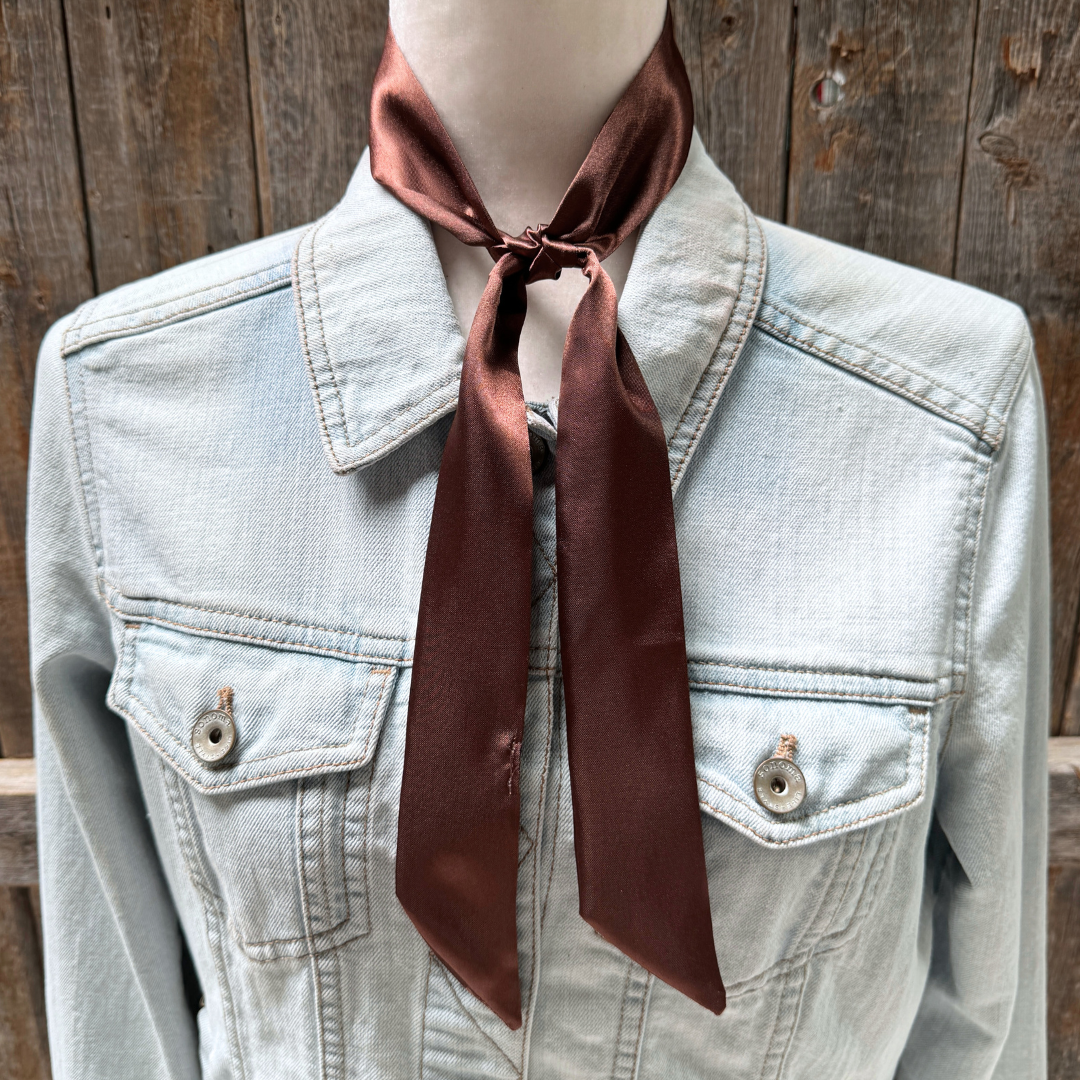 Solid Brown Wild_Rag_Scarf_for_NFR_Cowgirls_Rodeo_Drive_Conchos