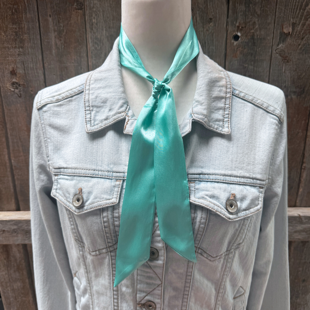 Solid Turquoise Wild_Rag_Scarf_for_NFR_Cowgirls_Rodeo_Drive_Conchos