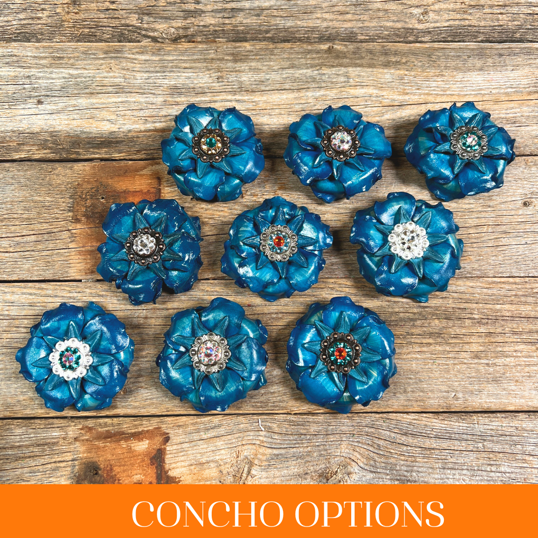 Turquoise Gardenia Leather Flowers - 1