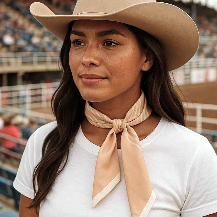 Tan and Cream Western Skinny Mini Wild Rag Scarf / Cowgirl Necktie #TW106