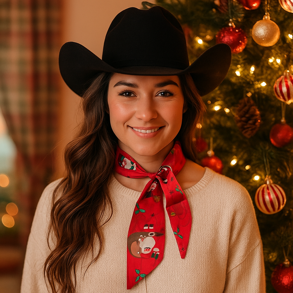Red Holiday Western Skinny Mini Wild Rag Scarf / Cowgirl Necktie  #TW147