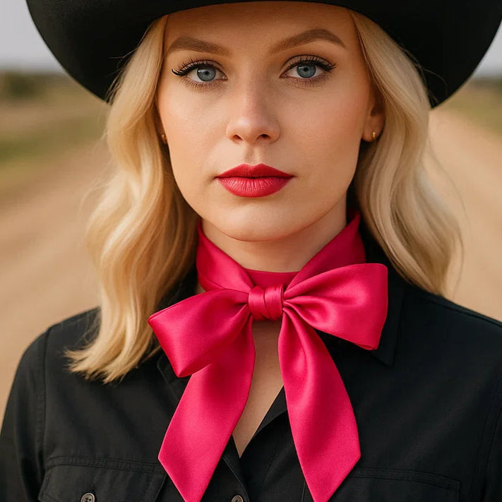Hot Pink Western Skinny Mini Wild Rag Scarf / Cowgirl Necktie #TW309