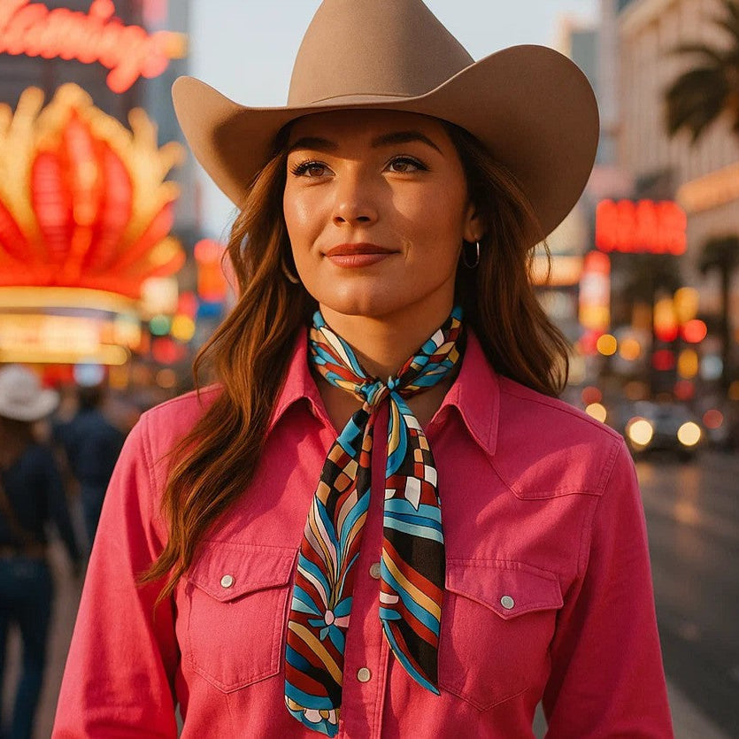 Blue and Brown Western Skinny Mini Wild Rag Scarf / Cowgirl Necktie #TW317