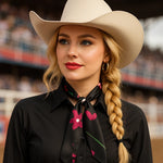 Black and Pink Western Skinny Mini Wild Rag Scarf / Cowgirl Necktie #TW320