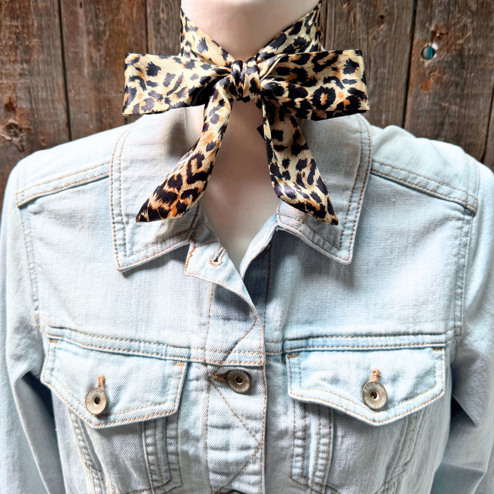 Tan Cheetah Wild_Rag_Scarf_for_Cowgirls_Rodeo_Drive_Conchos
