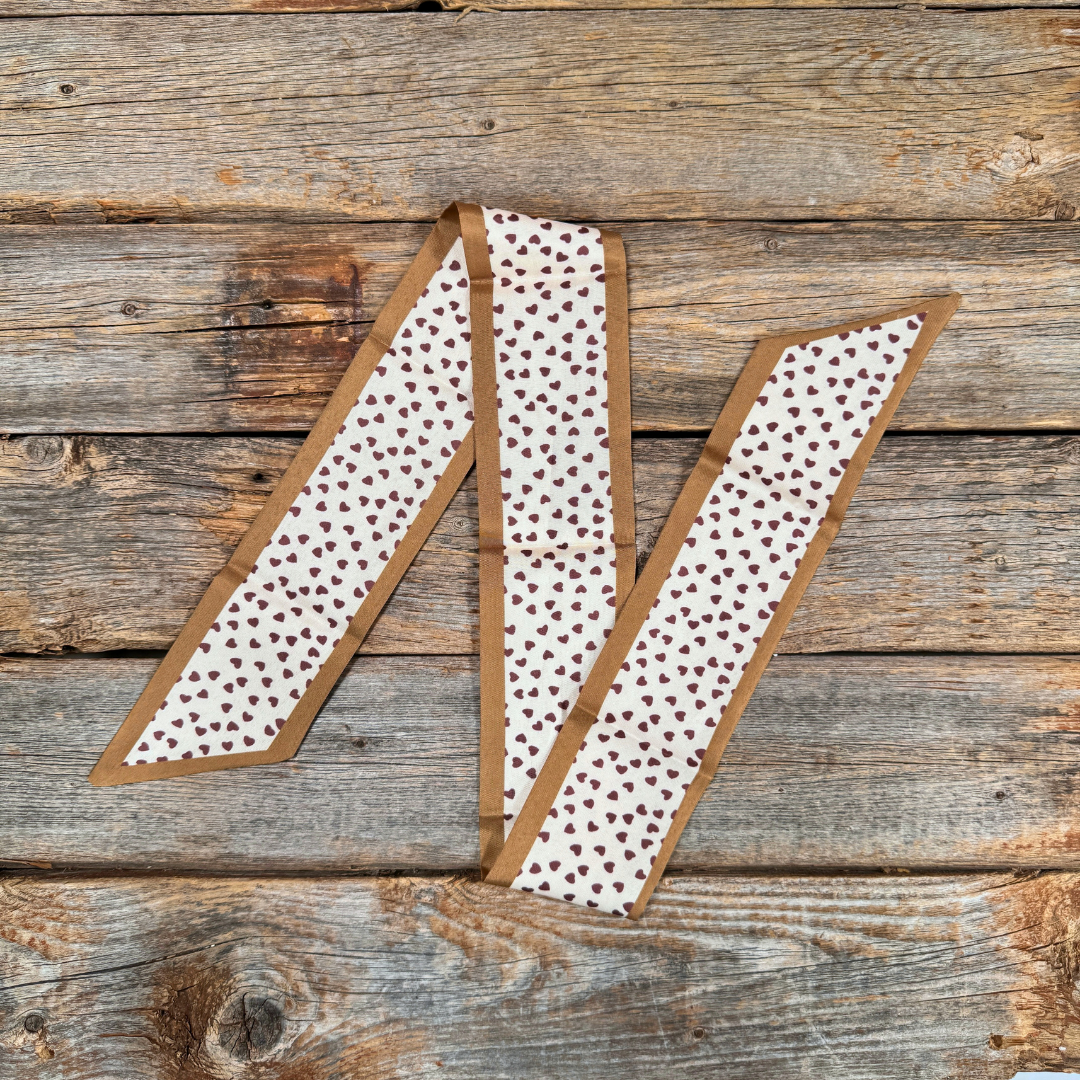 Tan and Brown Hearts Western_Wild_Rag_Scarf_for_Cowgirls_Rodeo_Drive_Conchos