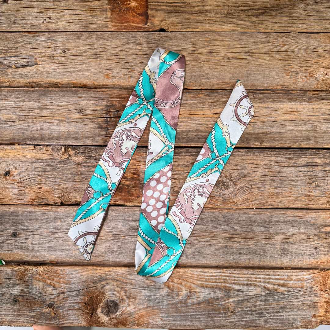 Turquoise Nautical Western_Wild_Rag_Scarf_for_Cowgirls_Rodeo_Drive_Conchos
