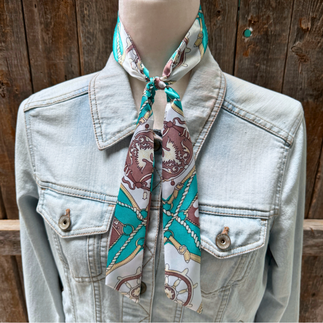 Turquoise Nautical Wild_Rag_Scarf_for_NFR_Cowgirls_Rodeo_Drive_Conchos
