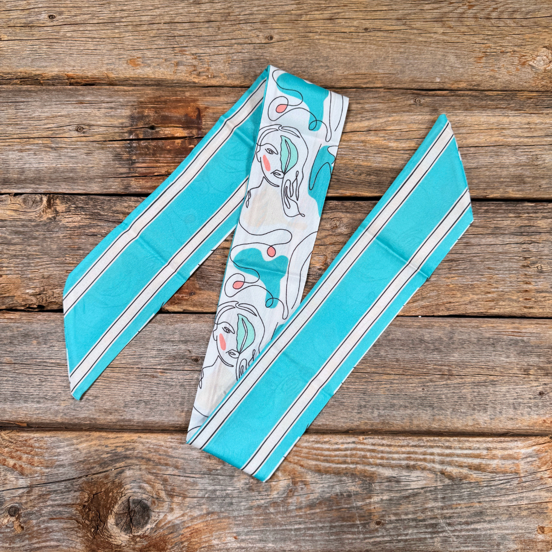 Turquoise abstract Western_Wild_Rag_Scarf_for_Cowgirls_Rodeo_Drive_Conchos