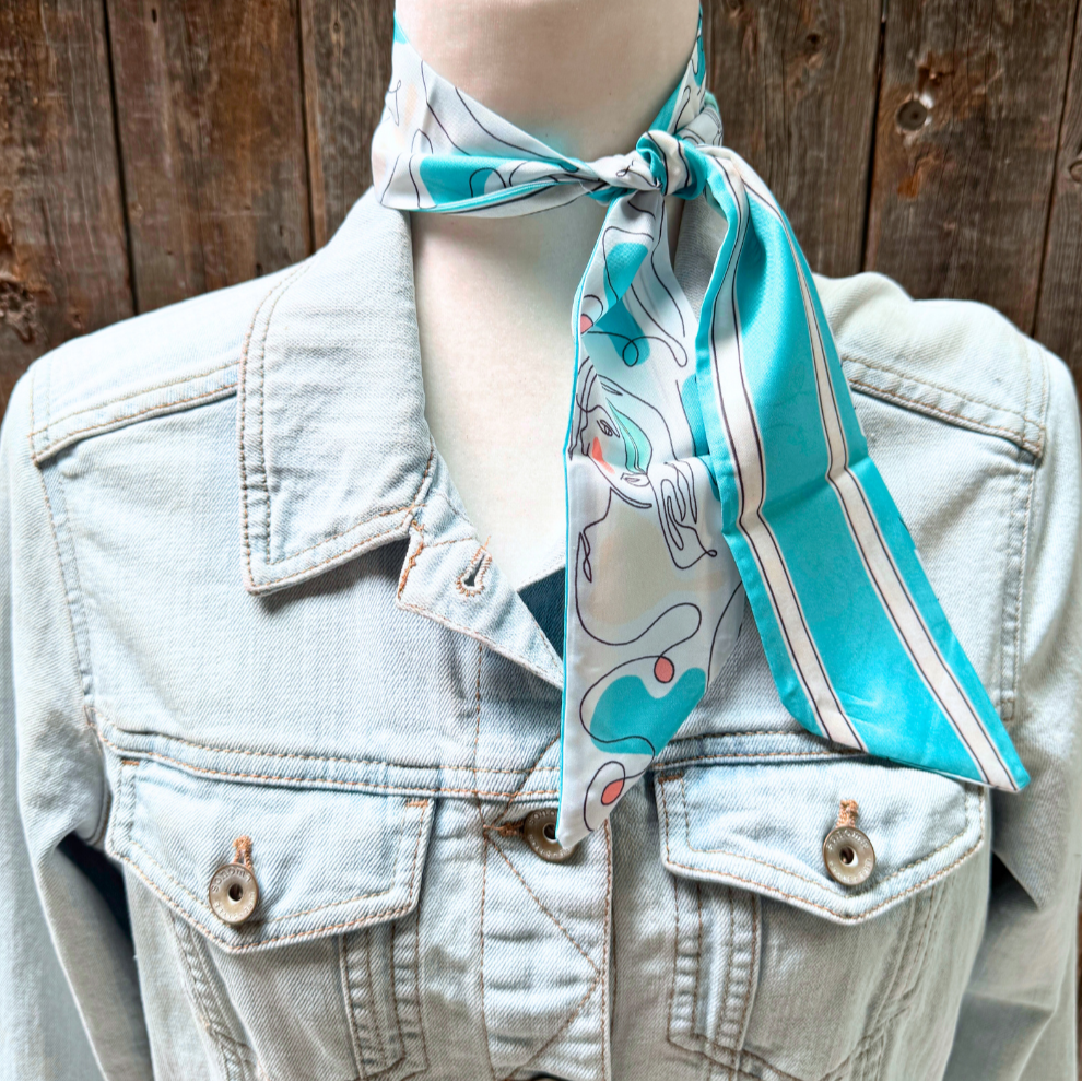 Turquoise abstract Wild_Rag_Scarf_for_NFR_Cowgirls_Rodeo_Drive_Conchos