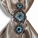 Copper Amethyst - Aqua - Clear Crystal Conchos | Sizes 1"- 3" | Buckles | Saddle Set | Leather Rosettes | Slide