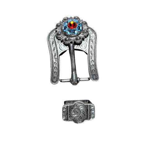 Tie Dye Antique Silver European Crystal Buckle Keeper Set - RODEO DRIVE