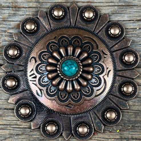 Copper Turquoise Western Concho W103