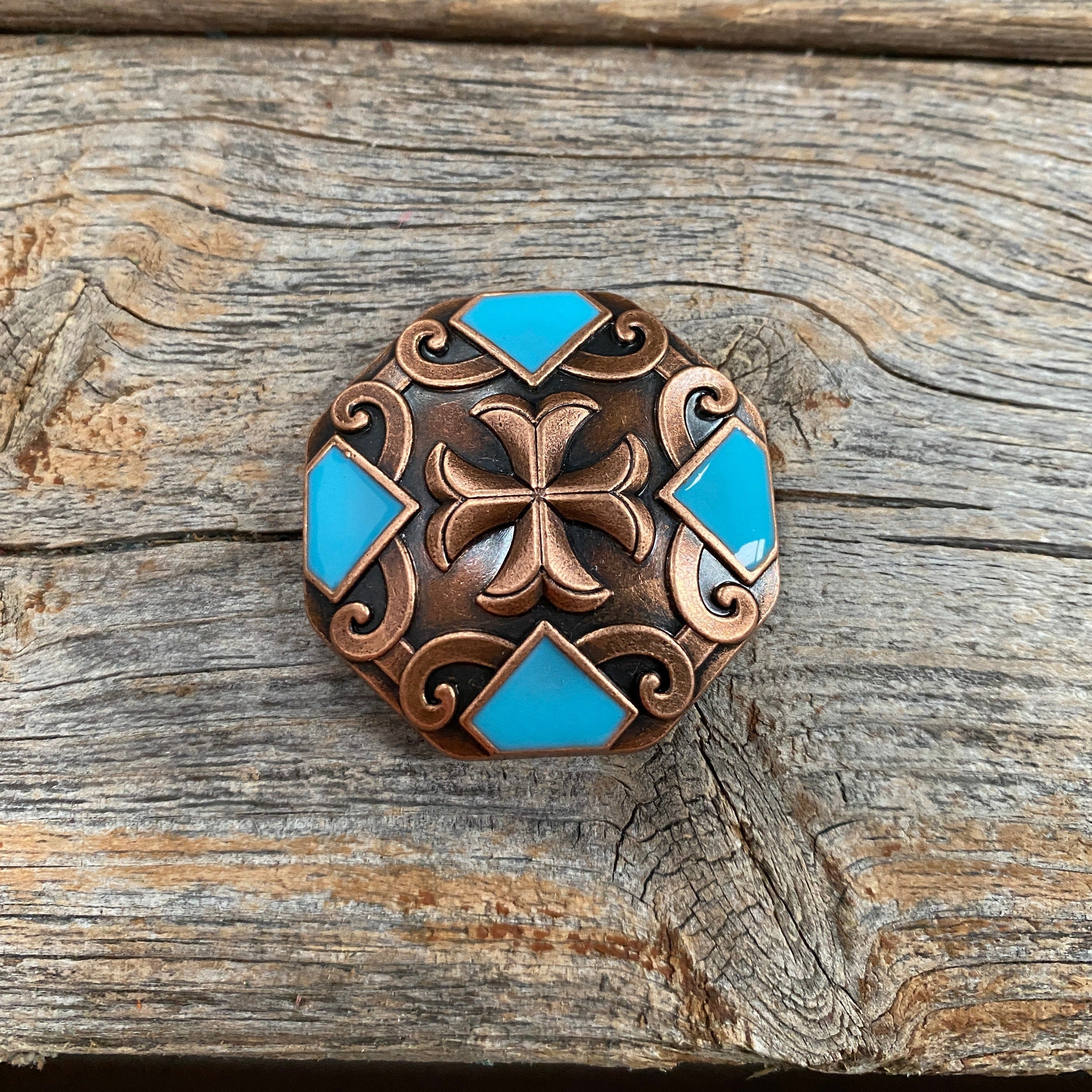 Copper Turquoise Western Concho W104
