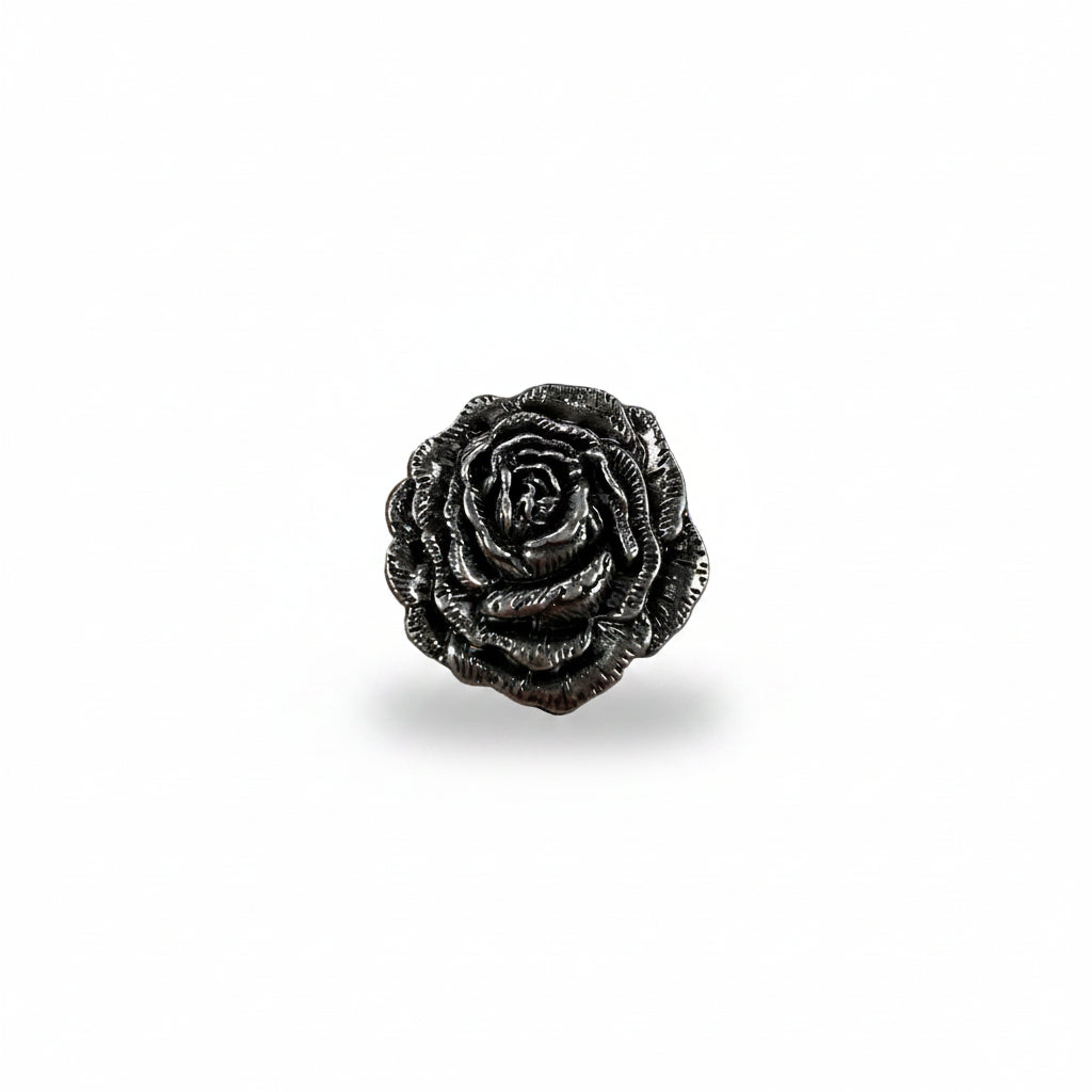 Antique Silver Rose Western Concho W108