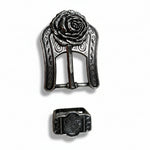 Antique Silver Rose Western Concho W108