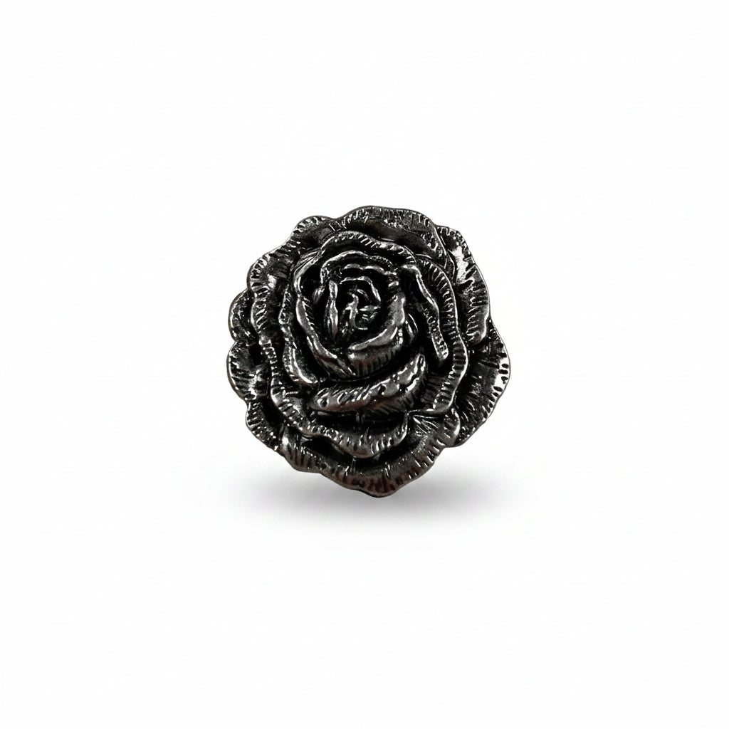 Antique Silver Rose Western Concho W108
