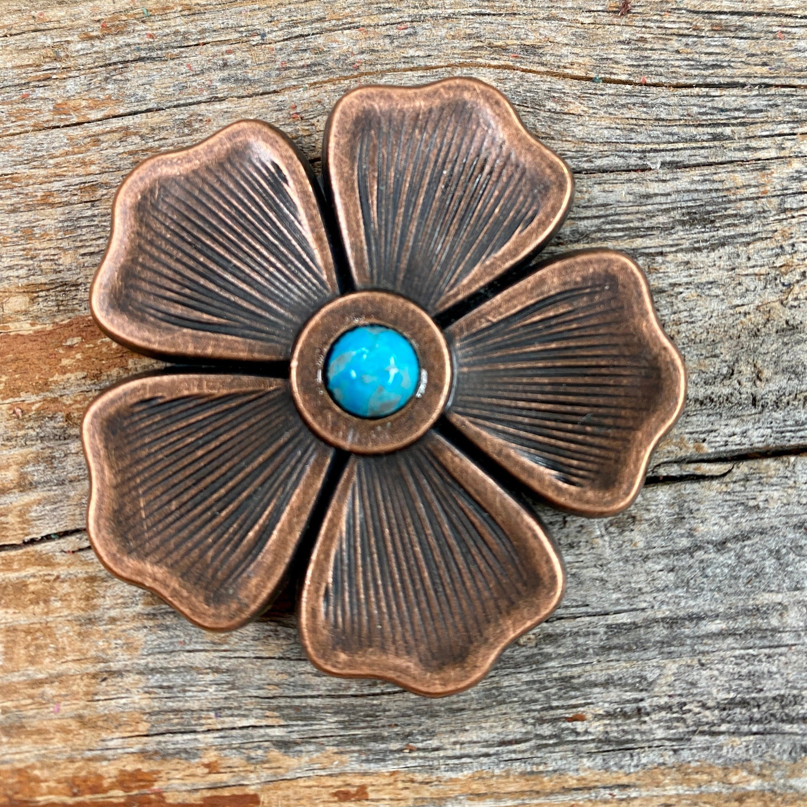 Copper Flower Turquoise Western Concho W111