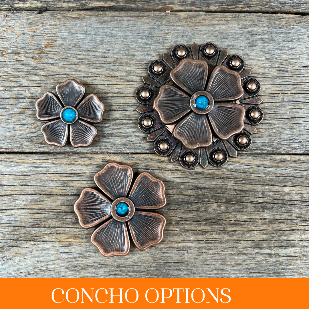 Copper Flower Turquoise Western Concho W111