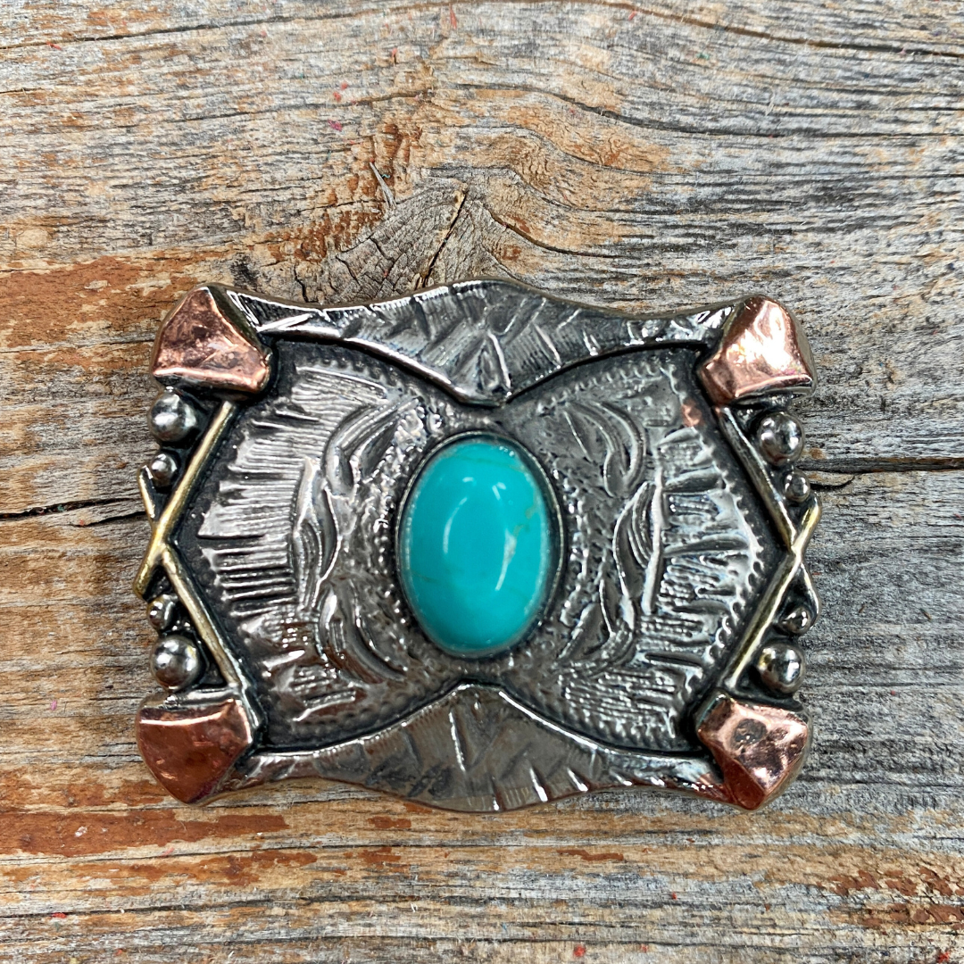 Antique Silver & Copper Turquoise Concho Concho W115