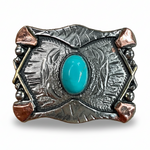 Antique Silver & Copper Turquoise Concho Concho W115