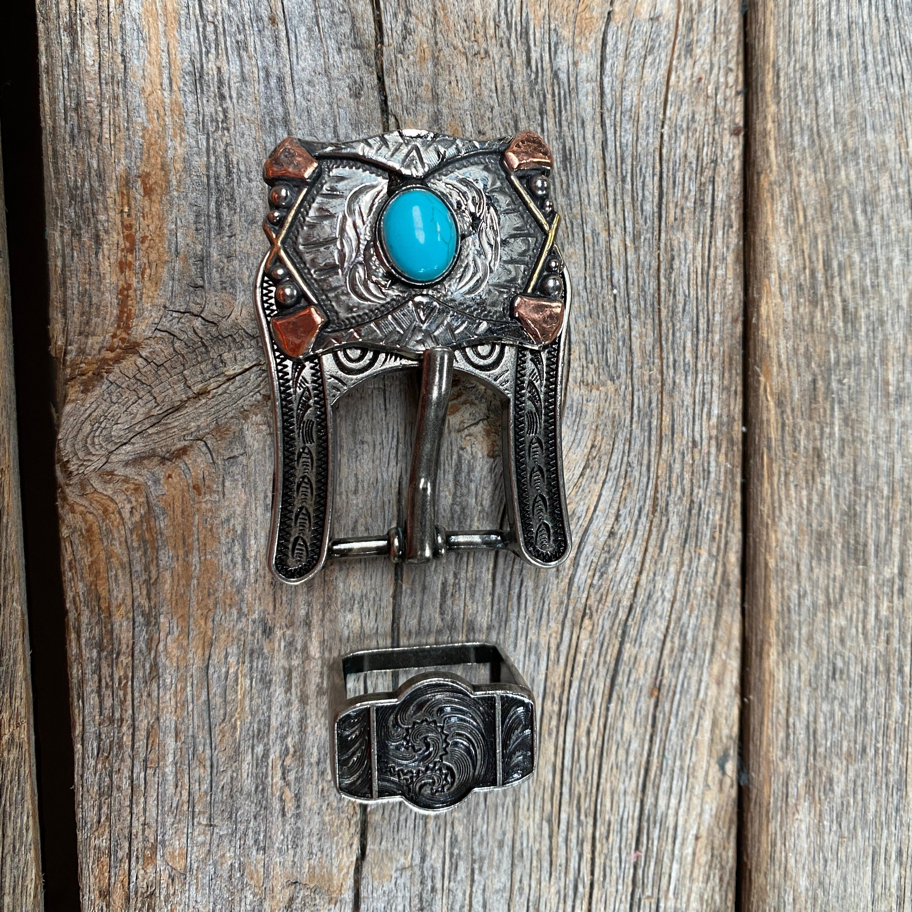 Antique Silver & Copper Turquoise Concho Concho W115