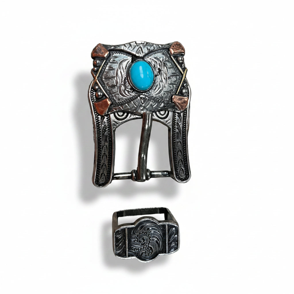 Antique Silver & Copper Turquoise Concho Concho W115