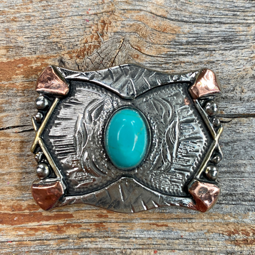 Antique Silver & Copper Turquoise Concho Concho W115