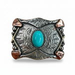 Antique Silver & Copper Turquoise Concho Concho W115
