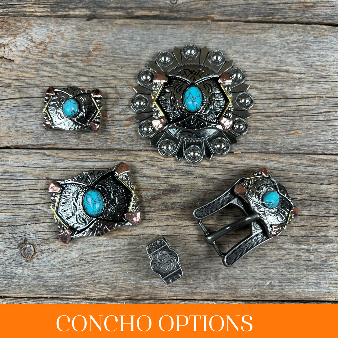 Antique Silver & Copper Turquoise Concho Concho W115