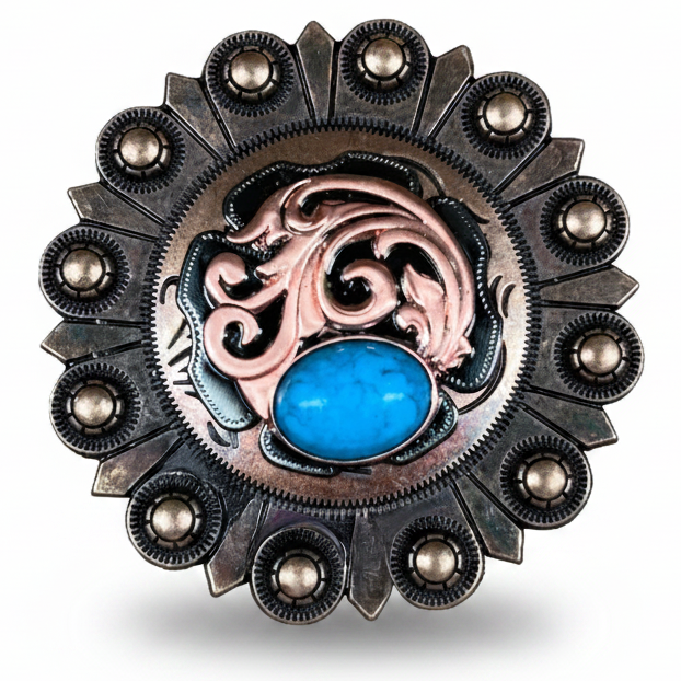 Copper Turquoise Howlite Western Concho W121
