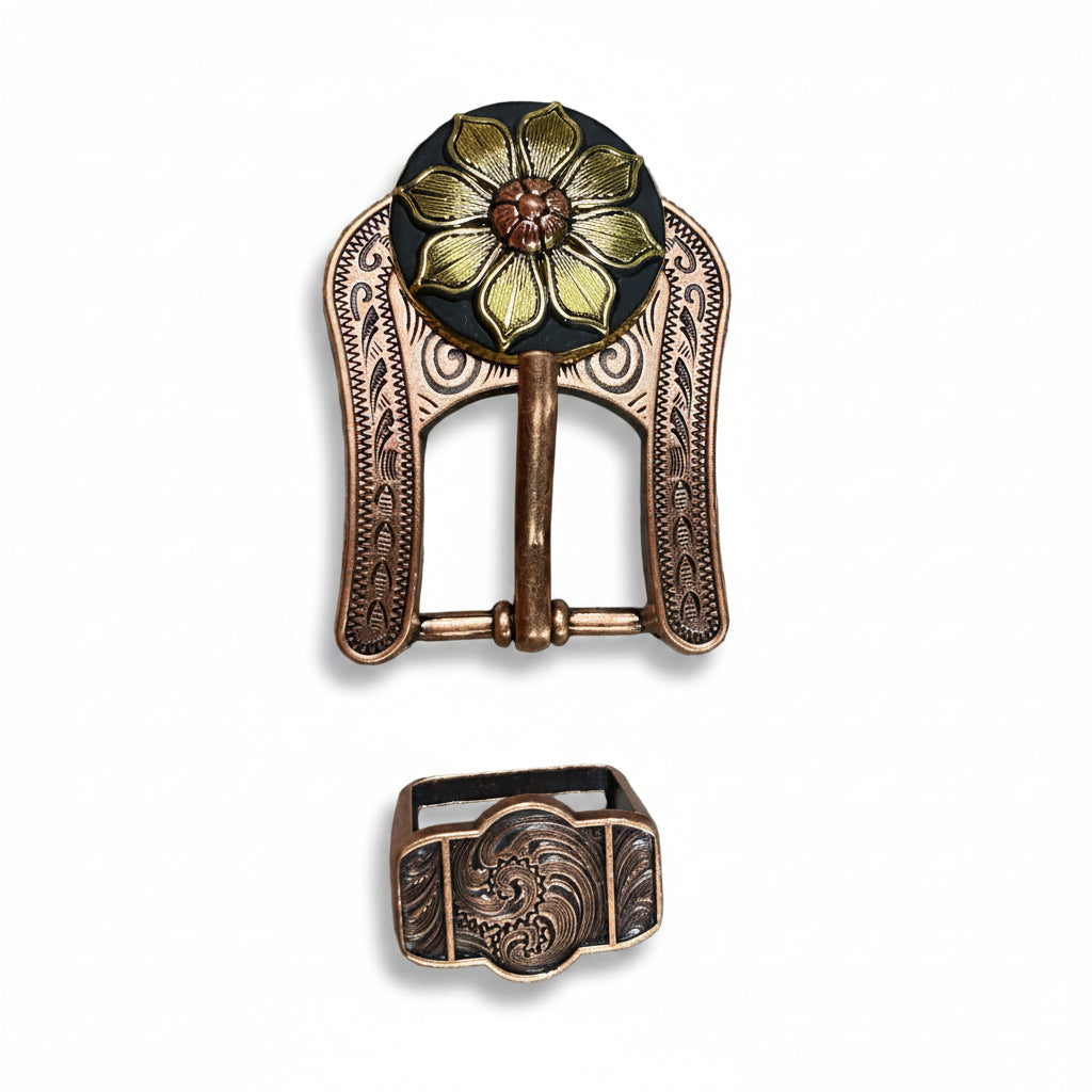 Black & Gold Sunflower Western Concho W125