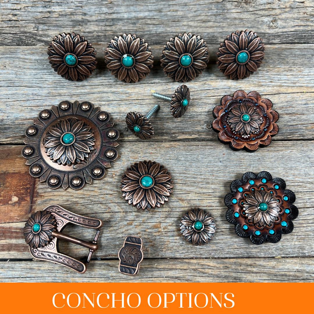 Copper Daisy Turquoise Western Concho W132