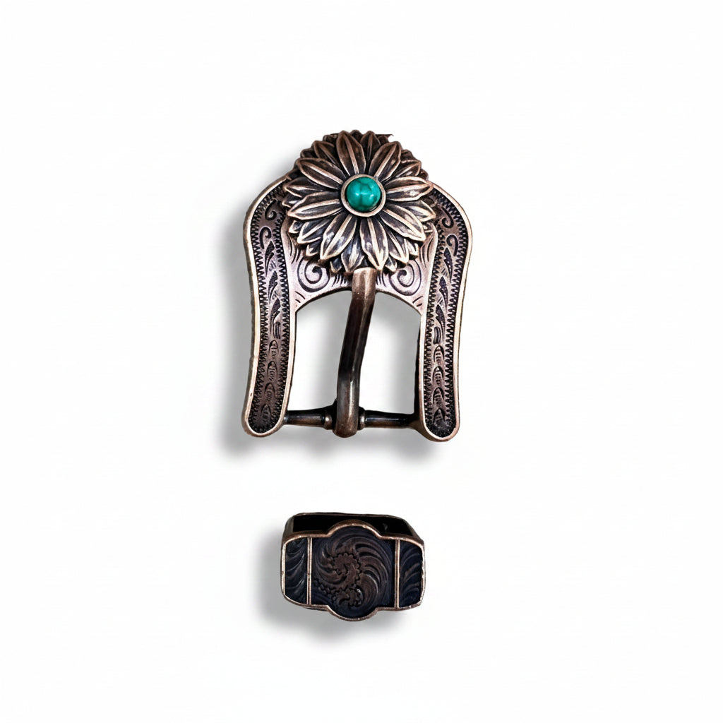 Copper Daisy Turquoise Western Concho W132