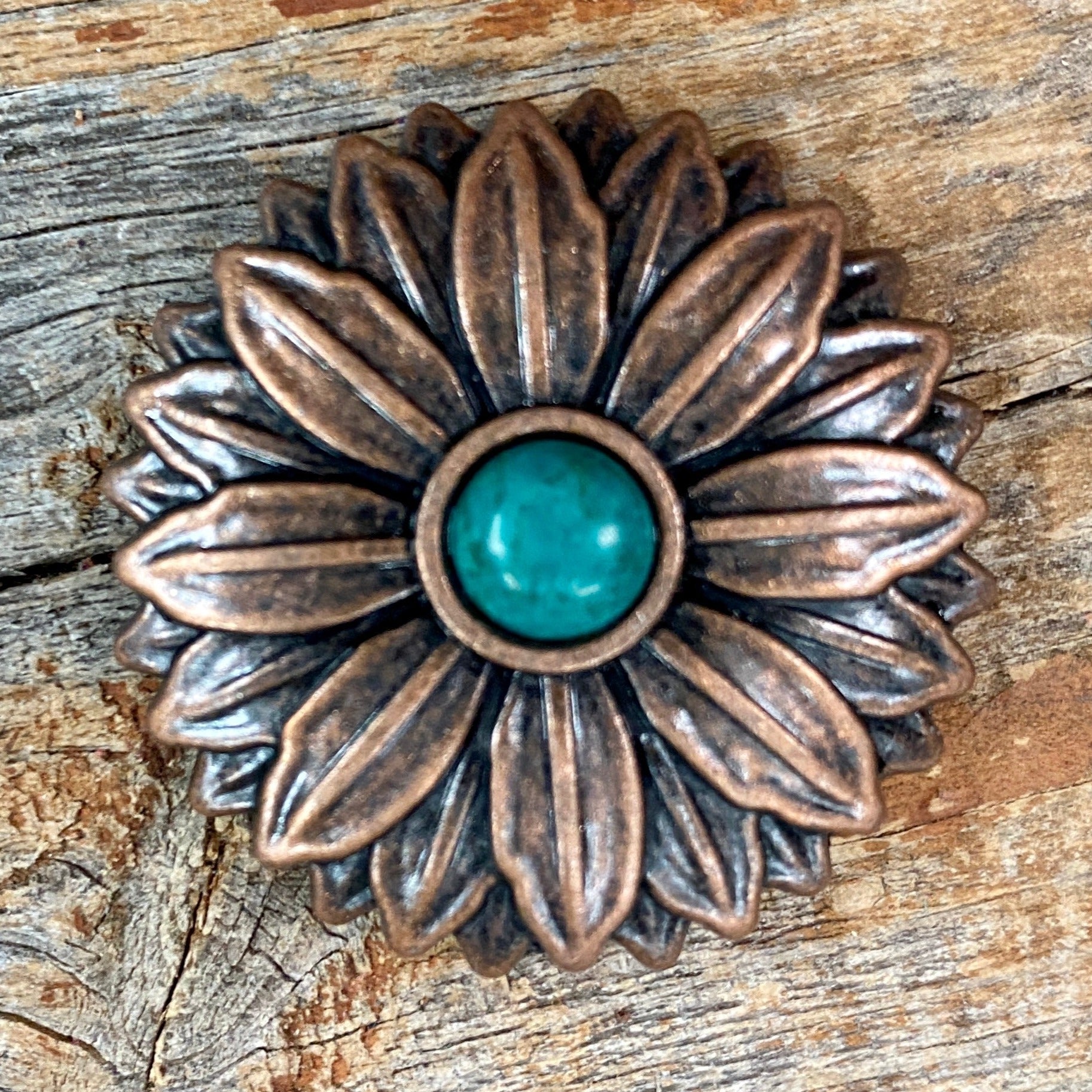 Copper Daisy Turquoise Western Concho W132