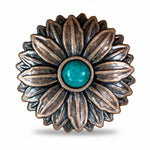 Copper Daisy Turquoise Western Concho W132