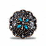 Copper Turquoise & Clear Crystal Western Concho W138