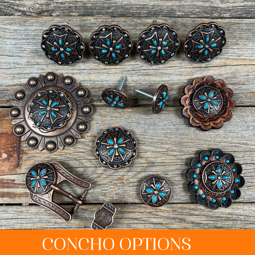 Copper Turquoise & Clear Crystal Western Concho W138